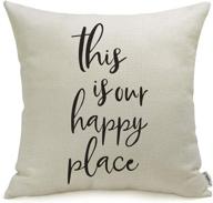 🏡 meekio farmhouse pillow covers - this is our happy place quotes 18x18 - farmhouse decor housewarming gifts - enhance your home! логотип