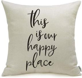 img 4 attached to 🏡 Meekio Farmhouse Pillow Covers - This is Our Happy Place Quotes 18x18 - Farmhouse Decor Housewarming Gifts - Enhance Your Home!