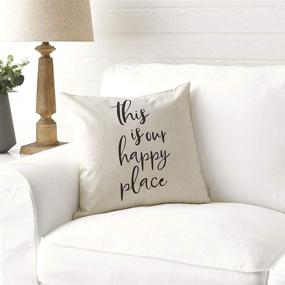 img 1 attached to 🏡 Meekio Farmhouse Pillow Covers - This is Our Happy Place Quotes 18x18 - Farmhouse Decor Housewarming Gifts - Enhance Your Home!