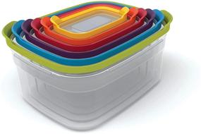 img 4 attached to 🍽️ 12-Piece Nest Lock Plastic Food Storage Containers with Airtight Leakproof Lids - Microwave Safe, Multi-Color Set