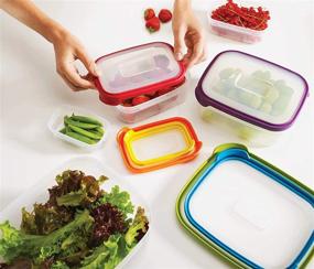 img 2 attached to 🍽️ 12-Piece Nest Lock Plastic Food Storage Containers with Airtight Leakproof Lids - Microwave Safe, Multi-Color Set