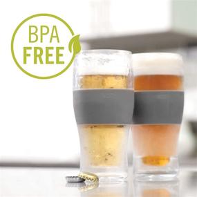 img 1 attached to Freeze Beer Glasses - 16 Ounce Freezer Gel Chiller Double Wall Plastic Frozen Pint Glass (Set of 2, Grey)