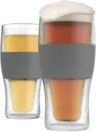 freeze beer glasses - 16 ounce freezer gel chiller double wall plastic frozen pint glass (set of 2, grey) logo