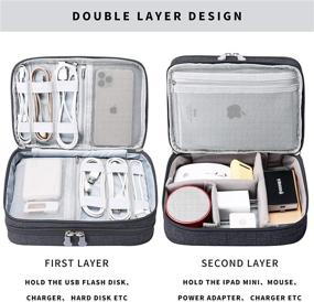 img 2 attached to 🔌 Black Double Layer Travel Cable Organizer Bag with Portable Electronic Accessories Case for Cords, Chargers, Flash Drives, SD Cards, and Personal Items