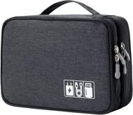 🔌 чёрная сумка-органайзер для кабелей с двумя слоями и сумка для портативных электронных аксессуаров для проводов, зарядных устройств, флэш-накопителей, sd-карт и личных вещей логотип