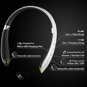 img 1 attached to 🎧 2021 Latest Foldable Neckband Bluetooth Headphones with Retractable Earbuds - Perfect for Running, Sports & Office - Noise Cancelling, Mic & Carry Case Included