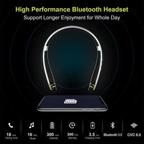 img 2 attached to 🎧 2021 Latest Foldable Neckband Bluetooth Headphones with Retractable Earbuds - Perfect for Running, Sports & Office - Noise Cancelling, Mic & Carry Case Included
