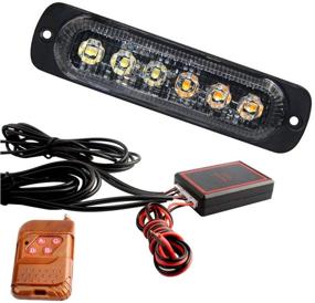 img 1 attached to 🚨 BaishenglinMotor 4x 6 LED 4 in 1 12V Sync Flashing Surface Mount Grill Beacon Lamp: A Wireless Remote LED Emergency Strobe Warning Light for Truck Trailer Caravan Van Amber - Ambulance Police Light