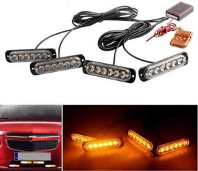 img 4 attached to 🚨 BaishenglinMotor 4x 6 LED 4 in 1 12V Sync Flashing Surface Mount Grill Beacon Lamp: A Wireless Remote LED Emergency Strobe Warning Light for Truck Trailer Caravan Van Amber - Ambulance Police Light