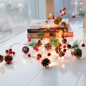 img 4 attached to 🎄 PHILIPOUS Christmas Lights, Garland with Fairy Lights, Pine Cone Berries Indoor/Outdoor Tree Lights, Winter Holiday New Year Decor, Battery Powered (2M 20 Lights) (Pine Cone)