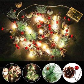 img 2 attached to 🎄 PHILIPOUS Christmas Lights, Garland with Fairy Lights, Pine Cone Berries Indoor/Outdoor Tree Lights, Winter Holiday New Year Decor, Battery Powered (2M 20 Lights) (Pine Cone)