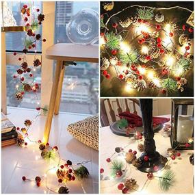 img 1 attached to 🎄 PHILIPOUS Christmas Lights, Garland with Fairy Lights, Pine Cone Berries Indoor/Outdoor Tree Lights, Winter Holiday New Year Decor, Battery Powered (2M 20 Lights) (Pine Cone)