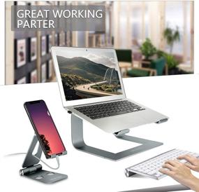 img 3 attached to 📱 Urmust Aluminum Laptop Stand for Desk - Ultra-compatible Notebook Riser for MacBook Air Pro, Dell, HP, Lenovo Samsung, Alienware & More (11-15.6")
