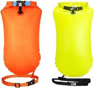 🏊 2-pack waterproof dry bags 20l - swim bouy float with marine safety inflatable bubble bag, visible design, adjustable waist belt, lightweight for swimmer, training, kayaking, snorkeling, with storage space логотип