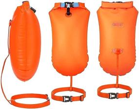 img 3 attached to 🏊 2-Pack Waterproof Dry Bags 20L - Swim Bouy Float with Marine Safety Inflatable Bubble Bag, Visible Design, Adjustable Waist Belt, Lightweight for Swimmer, Training, Kayaking, Snorkeling, with Storage Space