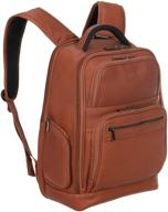 🎒 kenneth cole reaction manhattan colombian leather laptop backpack: stylish & secure business, school, travel computer bookbag - cognac logo