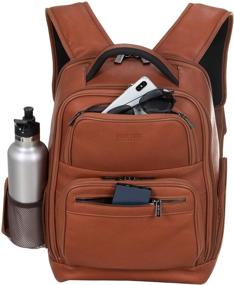 img 3 attached to 🎒 Kenneth Cole Reaction Manhattan Colombian Leather Laptop Backpack: Stylish & Secure Business, School, Travel Computer Bookbag - Cognac