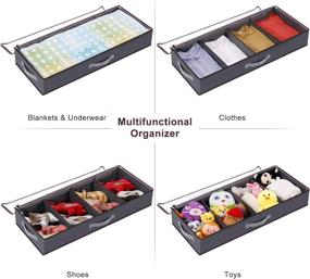 img 1 attached to Lifewit Large Under Bed Clothes Organizer with Adjustable Dividers - Durable Fabric, Reinforced Handle, Clear Windows - Ideal for Clothing, Shoes, Blankets, Sweaters, Toys - Grey (2 Pack)