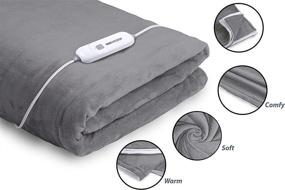 img 3 attached to 🔌 Electric Throw Heated Blanket - Fast Heating, 3 Heat Levels, 4 Hour Auto Off, 50x60