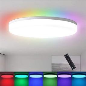 img 4 attached to Oeegoo 11inch RGB Dimmable Flush Mount Ceiling Light Fixture - Remote 🔆 Control, 24W 3000-6500K Round LED Ceiling Lights for Bedroom, Living Room, Bathroom, Kitchen, Hallway