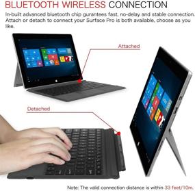 img 3 attached to 🎹 Fintie Ультратонкая портативная беспроводная Bluetooth-клавиатура для Microsoft Surface Pro 7 Plus/Pro 7 / Pro 6 / Pro 5 / Pro 4 / Pro 3 с встроенным аккумулятором, автоматическим режимом сна/бодрствования - черный