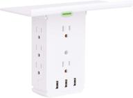 🔌 enhanced surge protection: multi-plug wall outlet extender with usb and removable shelf - fast charging, alexa stand, white logo