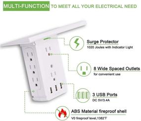 img 2 attached to 🔌 Enhanced Surge Protection: Multi-Plug Wall Outlet Extender with USB and Removable Shelf - Fast Charging, Alexa Stand, White