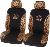 🐆 leopard print car seat covers – cute queen crown design – universal fit for trucks, suvs, and vans – (cheetah-crown) logo