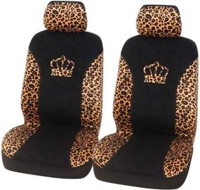 img 4 attached to Чехлы для автомобильных сидений с леопардовым принтом - милый дизайн короны королевы - универсальная посадка для грузовиков, внедорожников и минивэнов - (с леопардовой короной)