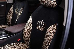 img 2 attached to Чехлы для автомобильных сидений с леопардовым принтом - милый дизайн короны королевы - универсальная посадка для грузовиков, внедорожников и минивэнов - (с леопардовой короной)