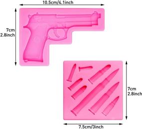 img 2 attached to 🔫 Silicone Mini Machine Gun Molds - Pistol Shaped Baking Molds for Cupcake Toppers, Fondant Cake Decorations, Chocolate, Candy, Polymer Clay, Crafting, Jewelry Making