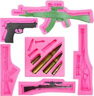 🔫 silicone mini machine gun molds - pistol shaped baking molds for cupcake toppers, fondant cake decorations, chocolate, candy, polymer clay, crafting, jewelry making logo