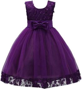 img 4 attached to 👗 10T Big Little Girl Lace Flower Tulle Prom Dress for Wedding Party Evening Dance - Short Ball Gown Style