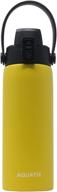 🍋 aquatix lemon yellow stainless steel double wall vacuum insulated sports water bottle - 21 ounce, convenient flip top cap with removable strap handle - keeps drinks cold for 24 hours and hot for 6 hours логотип