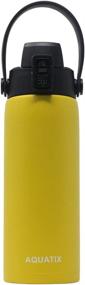 img 4 attached to 🍋 Aquatix Lemon Yellow Stainless Steel Double Wall Vacuum Insulated Sports Water Bottle - 21 Ounce, Convenient Flip Top Cap with Removable Strap Handle - Keeps Drinks Cold for 24 Hours and Hot for 6 Hours