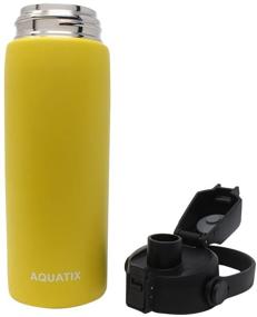 img 2 attached to 🍋 Aquatix Lemon Yellow Stainless Steel Double Wall Vacuum Insulated Sports Water Bottle - 21 Ounce, Convenient Flip Top Cap with Removable Strap Handle - Keeps Drinks Cold for 24 Hours and Hot for 6 Hours