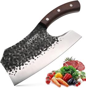 img 4 attached to 🔪 Effort-Saving Kitory Forged Vegetable Cleaver: Chinese Chef's Knife with Full Tang Design, High Carbon Blade, and Brown Sandalwood Handle - Ideal for Home & Restaurant Use