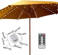 waterproof 104-led patio umbrella lights with remote control - 8 lighting modes, battery operated for outdoor decor, camping tents - warm white, ideal for patio umbrellas & outdoor use logo