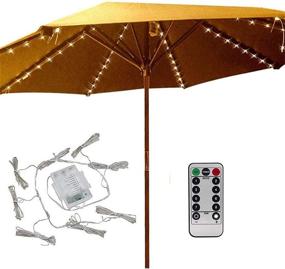 img 4 attached to Waterproof 104-LED Patio Umbrella Lights with Remote Control - 8 Lighting Modes, Battery Operated for Outdoor Decor, Camping Tents - Warm White, Ideal for Patio Umbrellas & Outdoor Use