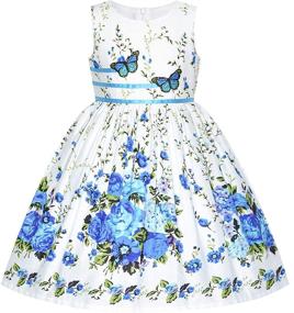 img 4 attached to 🌸 Sunny Fashion Girls Rose Flower Double Bow Tie Party Sundress: The Perfect Choice for a Stylish Summer Soiree