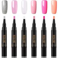 💅 6-piece nail polish pen set: one step nail gel pen with elegant light colors, no base and top coat required - perfect nail art tools for women and girls logo