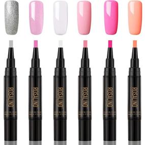 img 4 attached to 💅 6-Piece Nail Polish Pen Set: One Step Nail Gel Pen with Elegant Light Colors, No Base and Top Coat Required - Perfect Nail Art Tools for Women and Girls