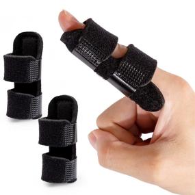 img 4 attached to 🤞 Welnove Finger Braces - 2 Piece Finger Splint Set for Mallet, Trigger, and Broken Fingers - Stabilize, Straighten, and Support Index, Middle, and Ring Fingers - Black Color