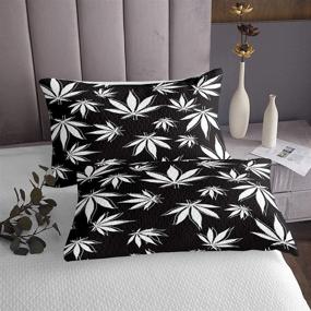 img 2 attached to 🍁 Cannabis Leaves Bedspread: Stylish Black and White Marijuana Leaf Quilted Coverlet Set for King Size Bed - Enhance Your Bedroom with a Gothic Nature Inspired Marijuana Weed Leaf Printed Coverlet - Smoky Trippy Leaves Bedspread Quilt Set for a Unique Look