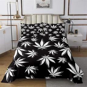 img 1 attached to 🍁 Cannabis Leaves Bedspread: Stylish Black and White Marijuana Leaf Quilted Coverlet Set for King Size Bed - Enhance Your Bedroom with a Gothic Nature Inspired Marijuana Weed Leaf Printed Coverlet - Smoky Trippy Leaves Bedspread Quilt Set for a Unique Look