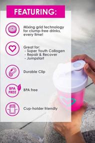 img 3 attached to 🍹 20oz SkinnyFit Super Shaker Bottle - BPA Free, Leak Proof, Mixing Grid Technology, Cup Holder Compatible. Ideal for Pre & Post-Workout Protein Shakes.