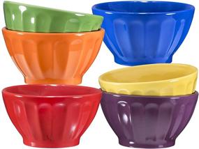 img 4 attached to Ceramic Groove Bowls Assorted Multi Color