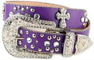 genuine leather belt with rhinestone-studded cross charm logo