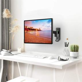 img 3 attached to 🖥️ HUANUO Monitor Wall Mount: Full Motion Gas Spring Arm Stand for 24-35 Inch Screens - Adjustable VESA Bracket, Max Load 26.4lbs
