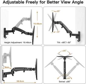 img 1 attached to 🖥️ HUANUO Monitor Wall Mount: Full Motion Gas Spring Arm Stand for 24-35 Inch Screens - Adjustable VESA Bracket, Max Load 26.4lbs